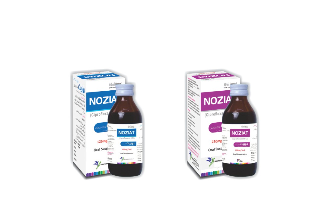 Noziat Ciprofloxacin oral suspension 125mg and 250mg